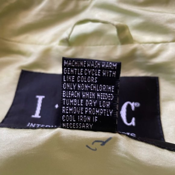 INC vintage Y2K chartreuse trench, sz S - Picture 5 of 5